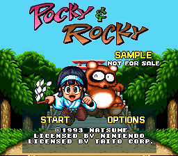Pocky & Rocky (Europe) (Sample) Title Screen